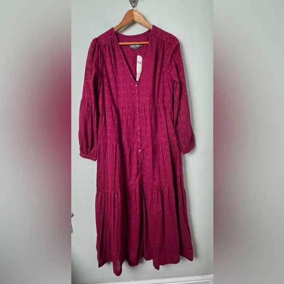 NWT‎ Anthropologie Viola Tiered Button Front Maxi Dress in Plum Size Medium - Picture 3 of 13